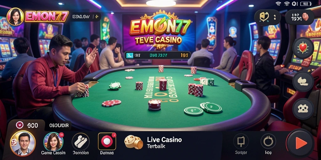 Tampilan gameplay seru di aplikasi Live Casino EMON77.