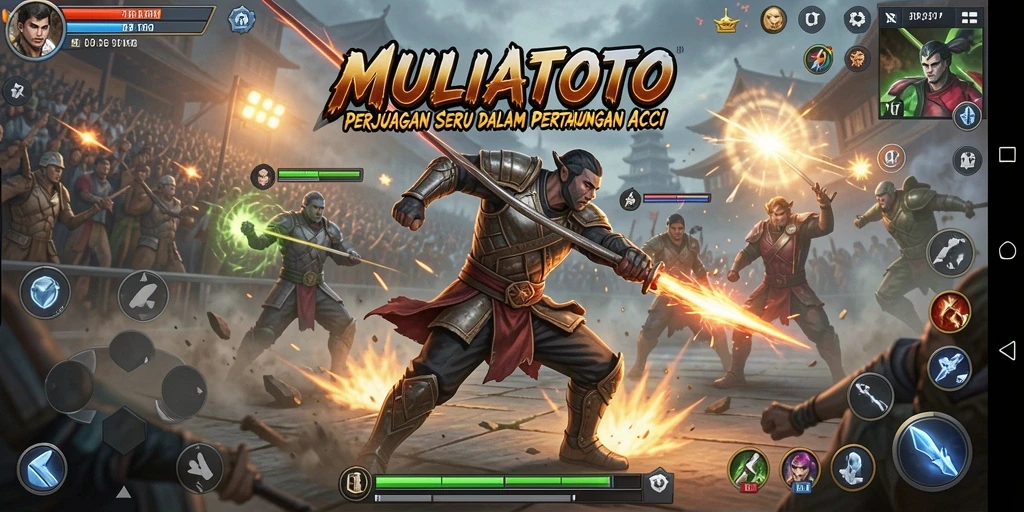 Tampilan gameplay seru di MULIATOTO dengan pertarungan yang penuh aksi.