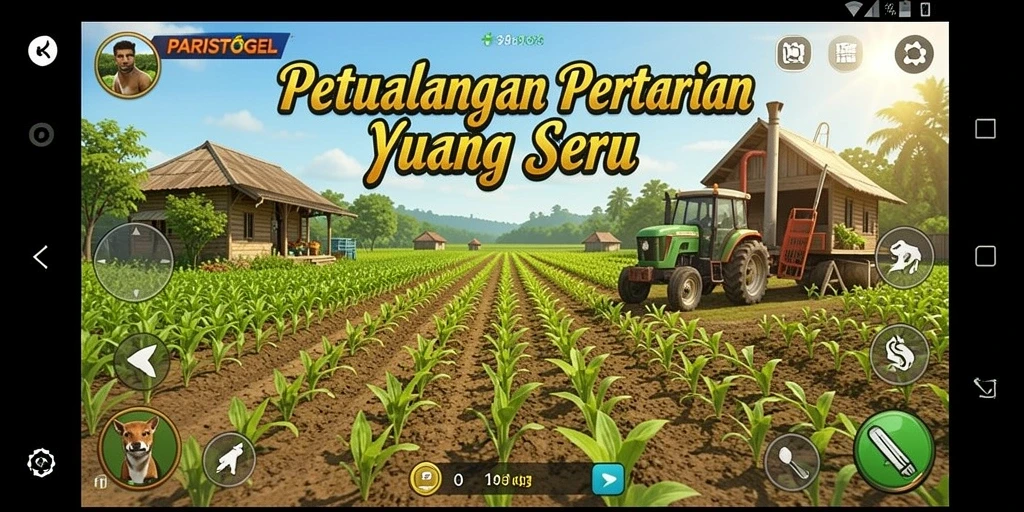 Tampilan gameplay seru dengan aktivitas bertani yang realistis.
