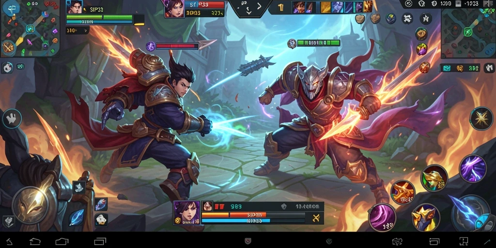 Tangkapan layar SIP33 menunjukkan aksi pertarungan intens dalam MOBA.
