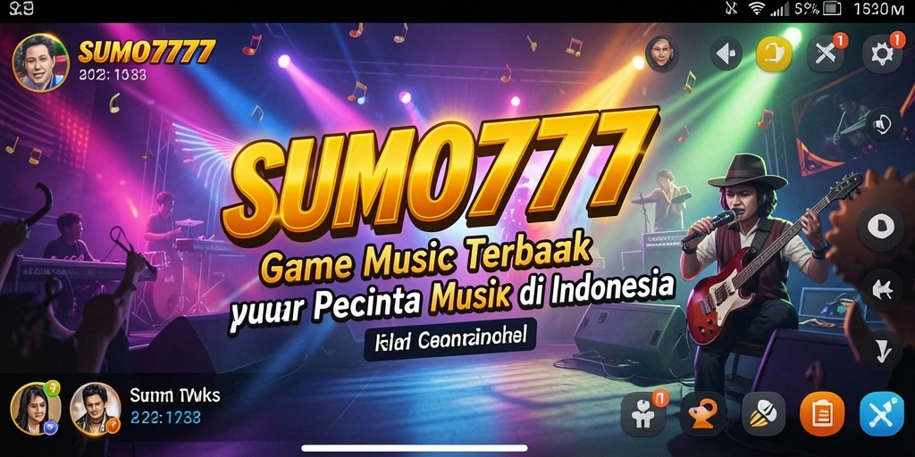 Tampilan gameplay SUMO777 yang penuh warna dan interaksi musik.