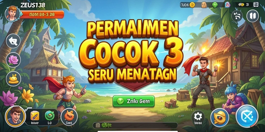Tampilan gameplay <strong>ZEUS138</strong> dengan kombinasi warna yang cerah.